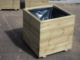 Square wooden planters, 4 rows of decking