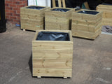 Square wooden planters, 4 rows of decking