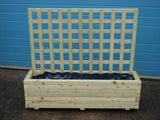 Trough planters with trellis - custom sized trellis, block style