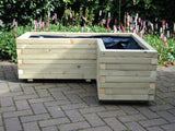 L shaped corner wooden planter - block style