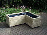 L shaped corner wooden planter - block style