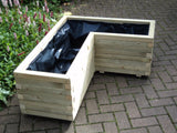 L shaped corner wooden planter - block style
