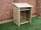 Medium featheredge log store with shelf