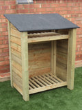 Medium featheredge log store with felt roof and shelf