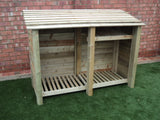 Large featheredge log store with shelf