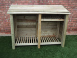 Large featheredge log store with shelf