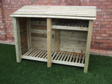 Large featheredge log store with shelf