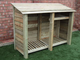 Large featheredge log store with shelf
