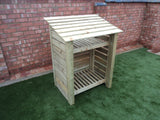 Medium slatted log store with shelf