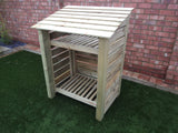 Medium slatted log store with shelf