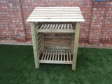 Medium slatted log store with shelf