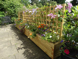 Trough planters with trellis - custom sized trellis, block style