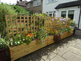 Trough planters with trellis - custom sized trellis, block style