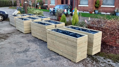 5 rows of decking trough planters